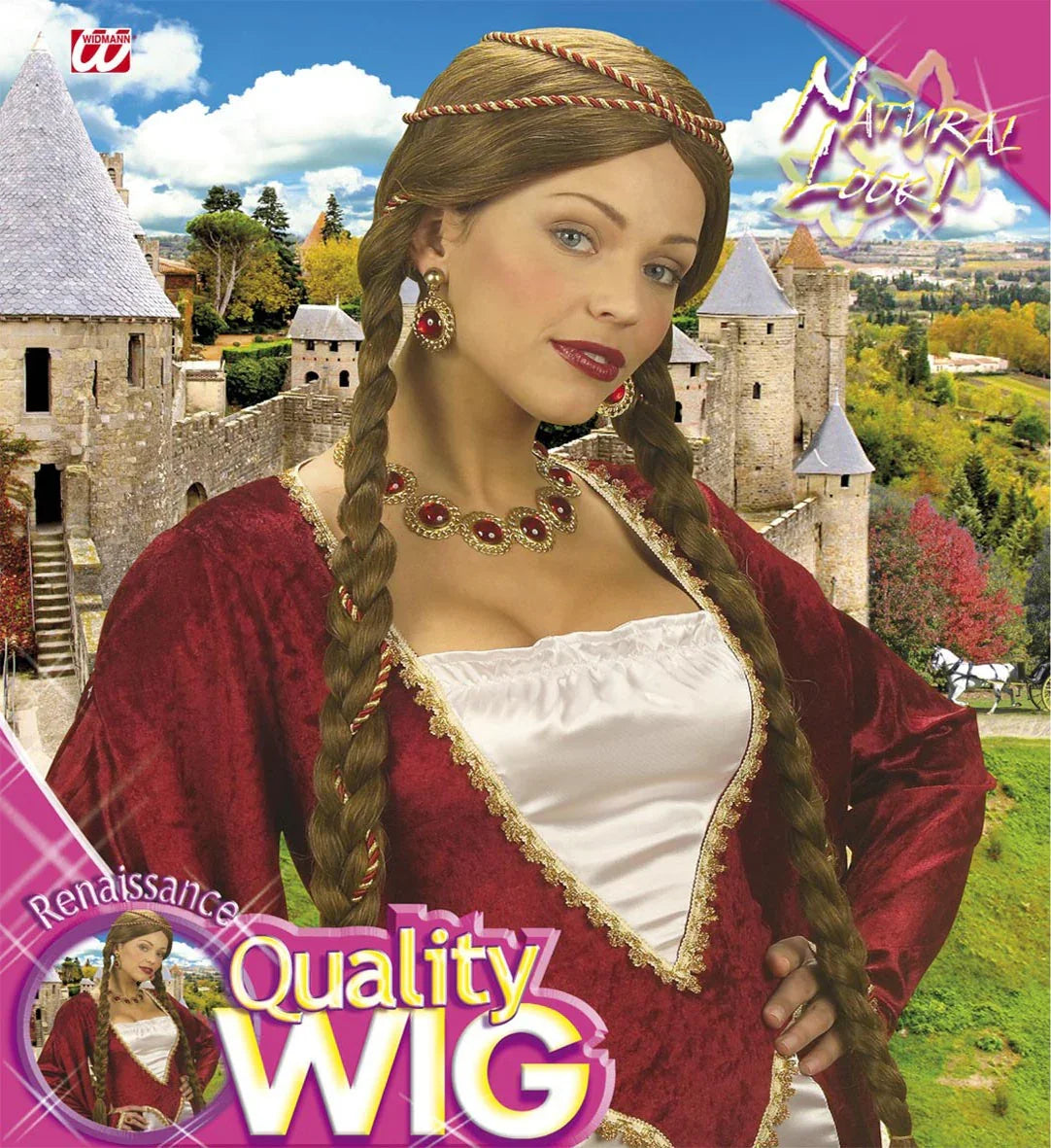 Peluca Medieval Castaña con Trenzas Pelucas Widmann